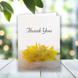 Yellow Daffodils on White Spring Wedding Thank You Card