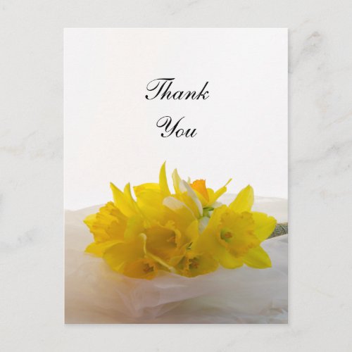 Yellow Daffodils on White Spring Wedding Thank You Postcard