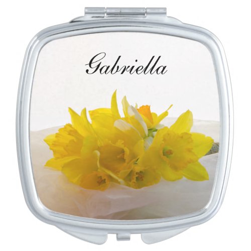 Yellow Daffodils on White Spring Wedding Vanity Mirror