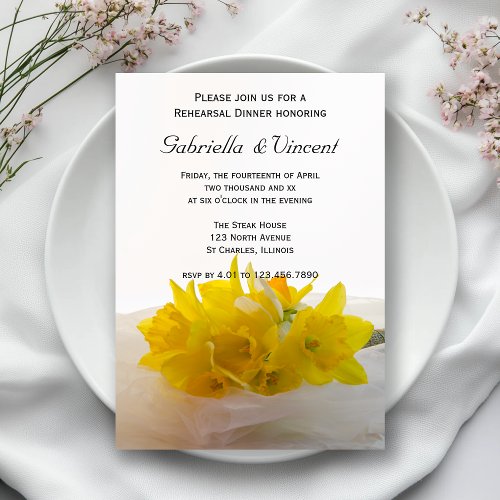 Yellow Daffodils Wedding Rehearsal Dinner Invite