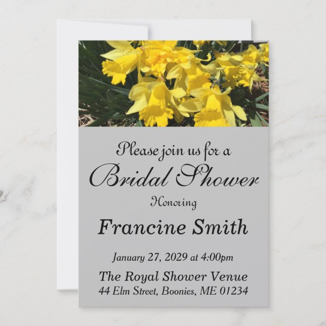 Yellow Daffodils Original Photo Bridal Shower Invitation (Front)