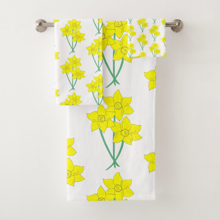 Yellow Daffodils Spring Flowers Bunch Floral Bath Towel Set Zazzle Com