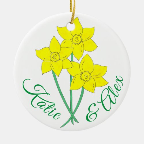 Yellow Daffodils Spring Flowers Bunch Floral Ceramic Ornament