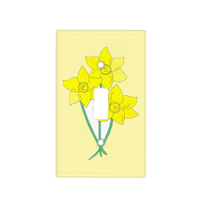 Yellow Daffodils Spring Flowers Bunch Floral Light Switch Cover (Front)