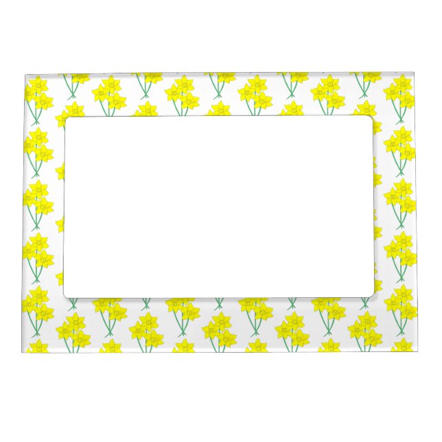 Yellow Daffodils Spring Flowers Bunch Floral Magnetic Frame (Front)