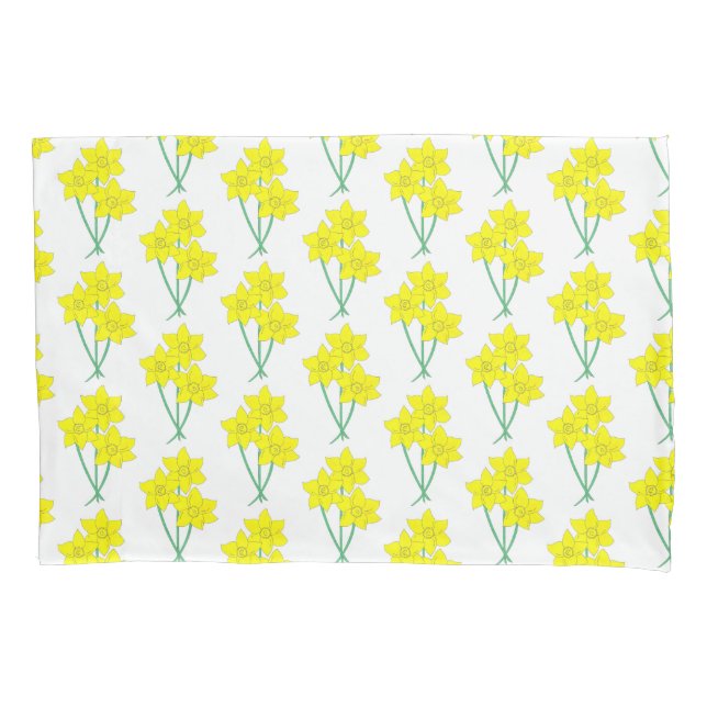 Yellow Daffodils Spring Flowers Bunch Floral Pillow Case (Front)