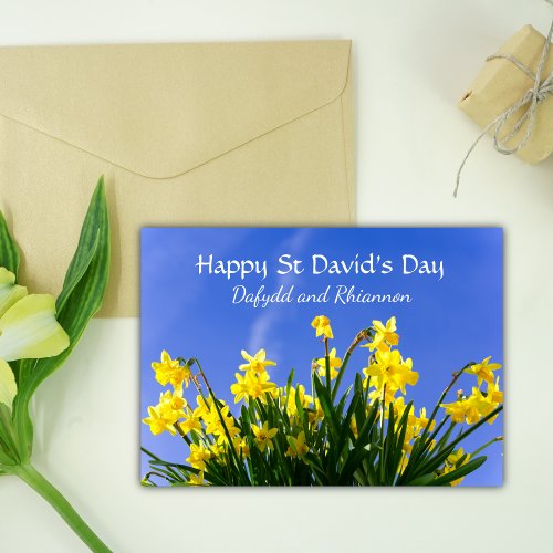 Yellow Daffodils St Davids Day Personalized  Card