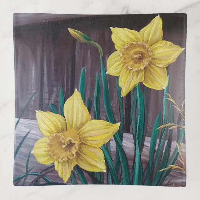 Yellow Daffodils Trinket Tray (Front)