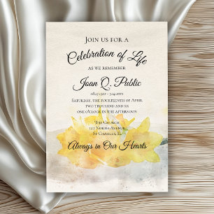 Yellow Daffodils Watercolor Celebration of Life Invitation
