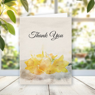 Yellow Daffodils Watercolor Funeral Sympathy Thank You Card