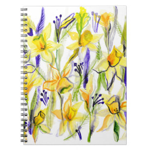 Yellow Daffodils Watercolor Illustration Notebook