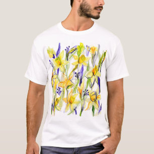 Yellow Daffodils Watercolor Illustration T-Shirt