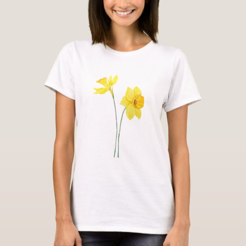 yellow daffodils watercolor painting T_Shirt