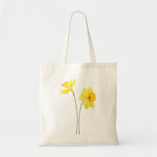 yellow daffodils watercolor painting tote bag