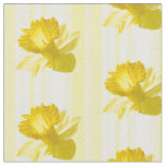 Yellow Daffodils Yellow Stripes Floral Pattern Fabric