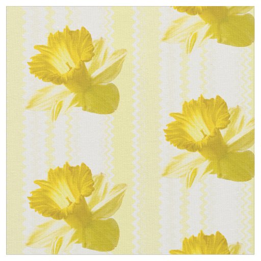 Yellow Daffodils Yellow Stripes Floral Pattern Fabric