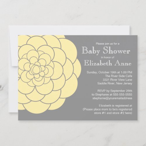 Yellow Dahlia Bloom Floral Neutral  Baby Shower Personalized Announcement
