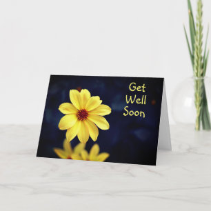 Yellow Dahlia Elegant Flower Get Well Soon Card