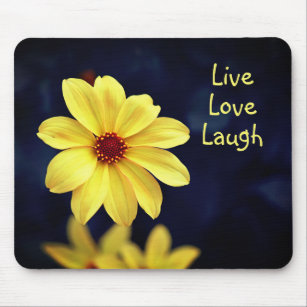 Yellow Dahlia Elegant Flower Inspirational Quote Mouse Pad