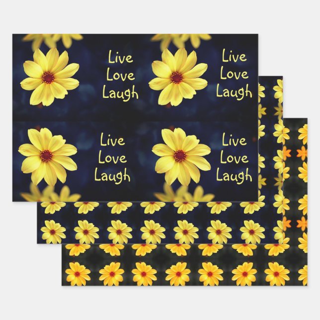 Yellow Dahlia Elegant Flower Inspirational Quote Wrapping Paper Sheets (Set)