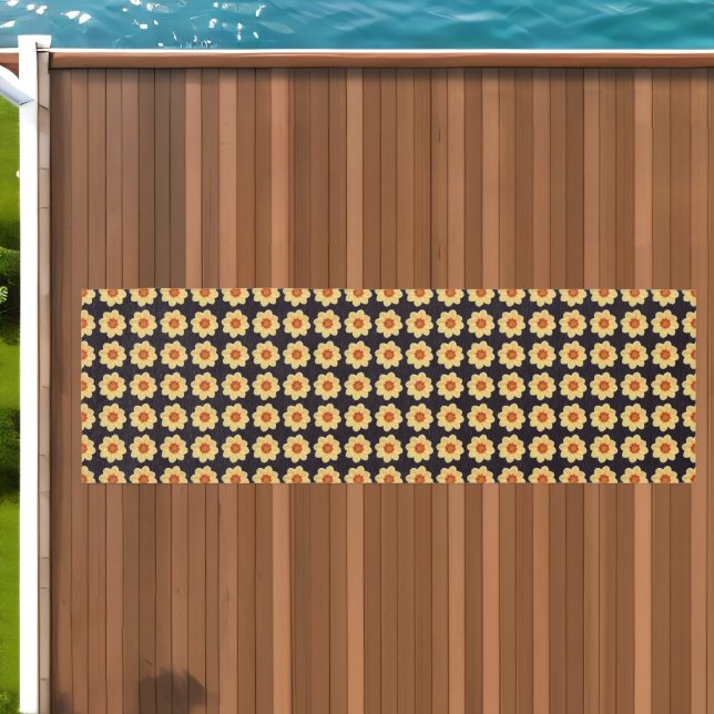 Yellow Dahlia Floral Pattern on Black Outdoor Rug (Insitu (Outdoor 1))