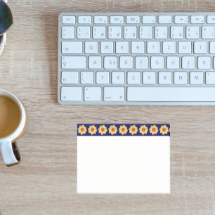 Yellow Dahlia Floral Pattern on Blue Border Post-it Notes