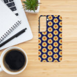 Yellow Dahlia Floral Pattern on Blue Samsung Galaxy S22 Case<br><div class="desc">Protect your Samsung Galaxy S22 phone with this durable phone case that features the photo image of a little, yellow Dahlia flower on a navy blue background and printed in a repeating pattern. A fun, floral design! Select your phone style. NOTE: You may need to edit and adjust image as...</div>