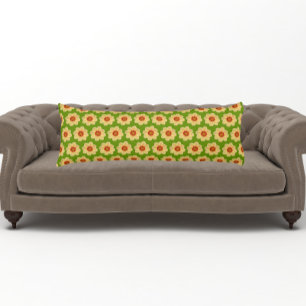 Yellow Dahlia Floral Pattern on Green Body Pillow