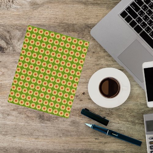 Yellow Dahlia Floral Pattern on Green Mini Binder