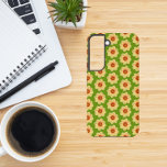 Yellow Dahlia Floral Pattern on Green Samsung Galaxy S22 Case<br><div class="desc">Protect your Samsung Galaxy S22 phone with this trendy phone case that features the photo image of a little, yellow Dahlia flower on a lime green background and printed in a repeating pattern. A fun, floral design! Select your phone style. NOTE: You may need to edit and adjust image as...</div>
