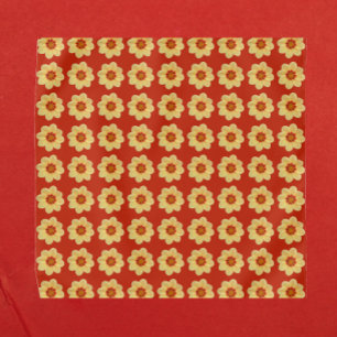 Yellow Dahlia Floral Pattern on Red Bandana