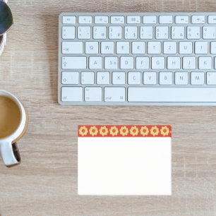 Yellow Dahlia Floral Pattern on Red Border Post-it Notes