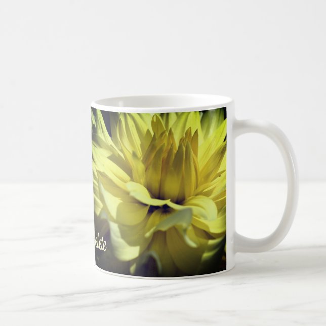 Yellow Dahlia Flower Personalized Coffee Mug (Right)