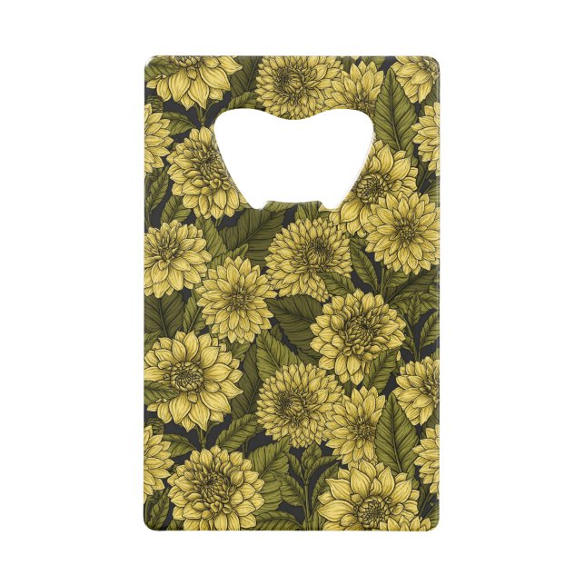 Yellow Dahlia garden Credit Card Bottle Opener (Front)