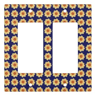 Yellow Dahlia on Blue Floral Pattern Light Switch Cover