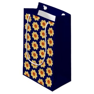 Yellow Dahlia on Blue Floral Pattern