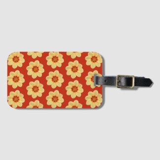Yellow Dahlia on Red Floral Pattern