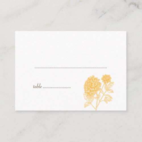Yellow dahlia wedding escort seating place cards business card template