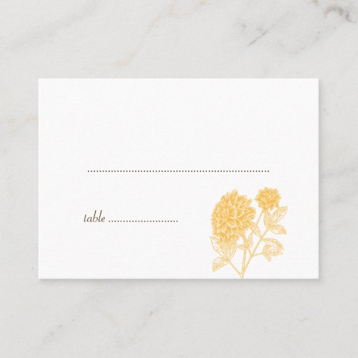Customizable Yellow dahlia wedding escort seating place cards business card template