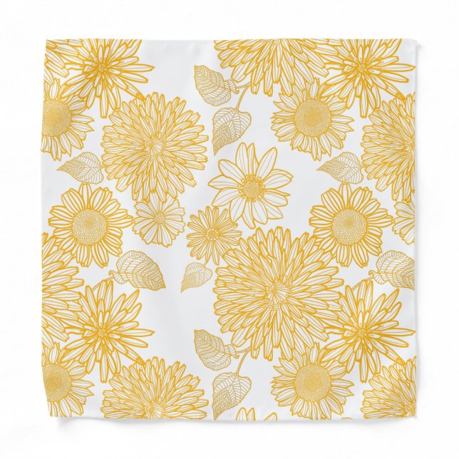 Yellow Dahlias & Daisies Bandana (Front)
