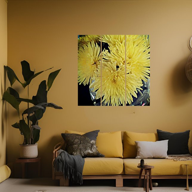 yellow dahlias -painting  triptych (Creator Uploaded)
