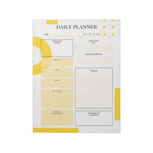 Yellow Daily Planner Notepad
