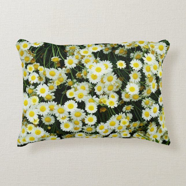 Yellow Dainty Daisy Flower Buttons,  Accent Pillow (Front)