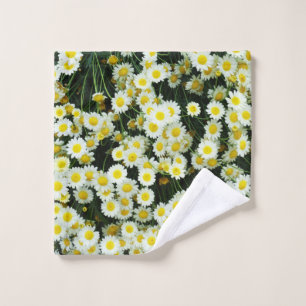 Yellow Dainty Daisy Flower Buttons,  Wash Cloth