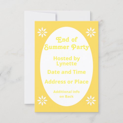 Yellow Dainty Floral End of Summer Party  Invitation