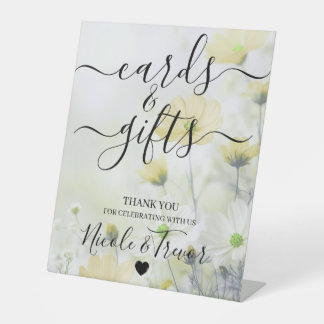 Yellow Dainty Flowers Cards & Gifts Pedestal Sign
