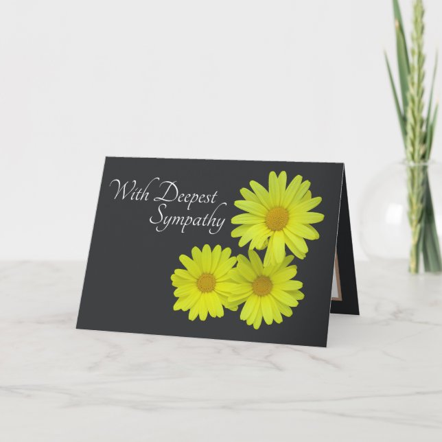 Yellow Daisies Against Gray Background Sympathy Card (Front)