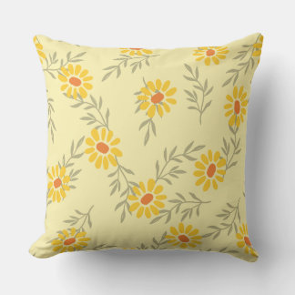 Yellow daisies and soft green leaves Throw Pillow