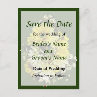 Yellow Daisies and White Mums Save the Date Set Announcement Postcard
