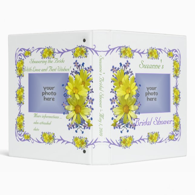 Yellow Daisies Bridal Shower Memories Photo Album Binder (Background)